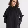 بارانی زنانه چرمنما با کلاهدار و سایز بزرگ مشکی برند LC Waikiki - 982324868