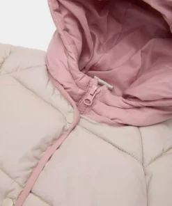 کاپشن پفی دخترانه با آستینهای ریبانا و کلاهدار، با دکمه و ضد آب مدل C5312A524AU برند Defacto - 850432430