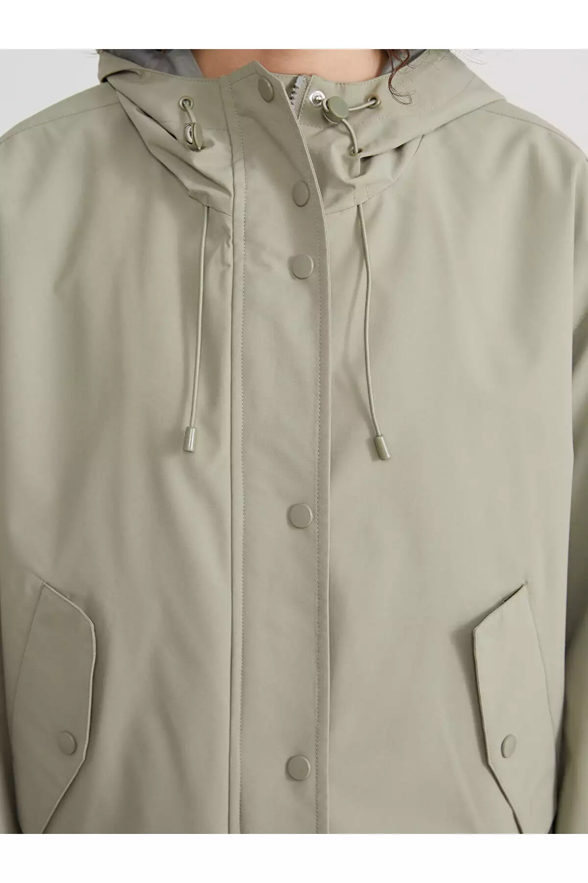 بارانی زنانهOversize با ظاهر چرم و کلاهدار برند LC Waikiki - 979411819