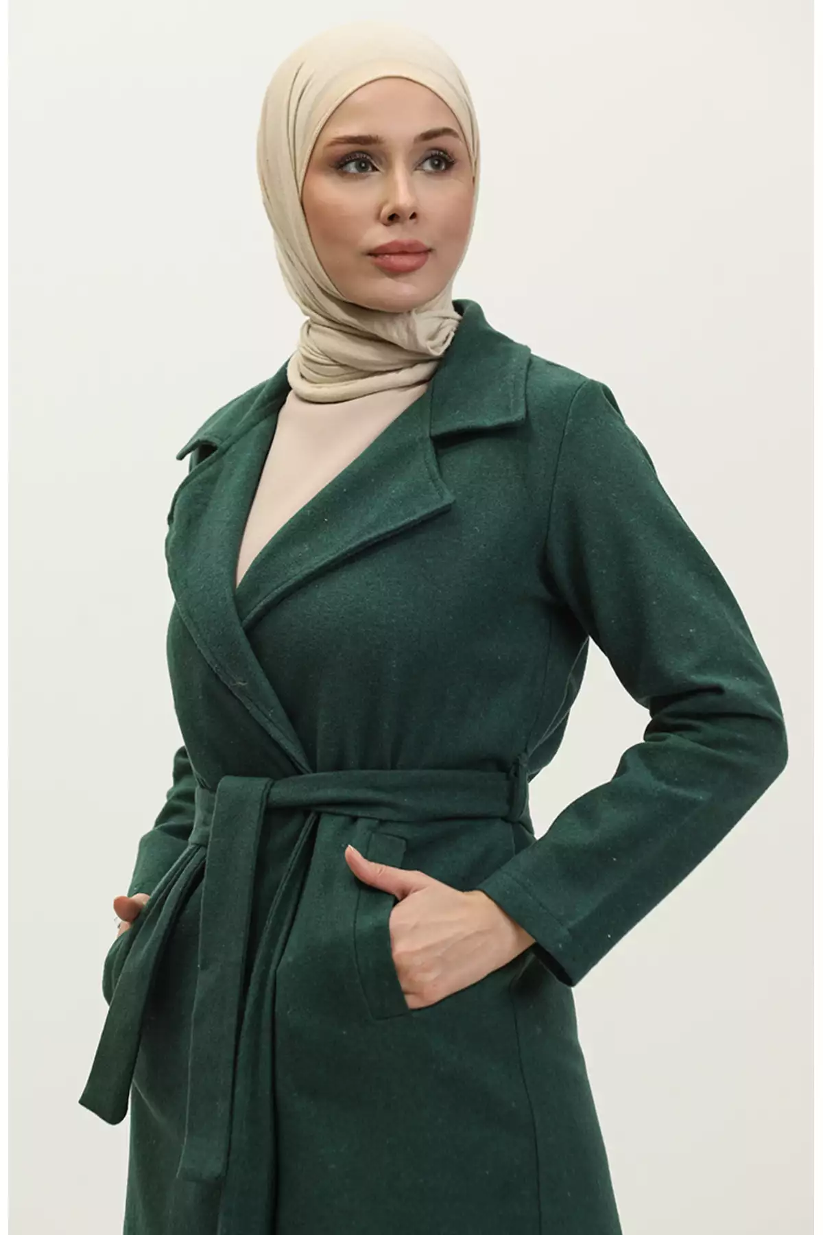 کاپ پشم کروز یقه 5503-02 سبز زیتونی برند sefamerve - 833440824