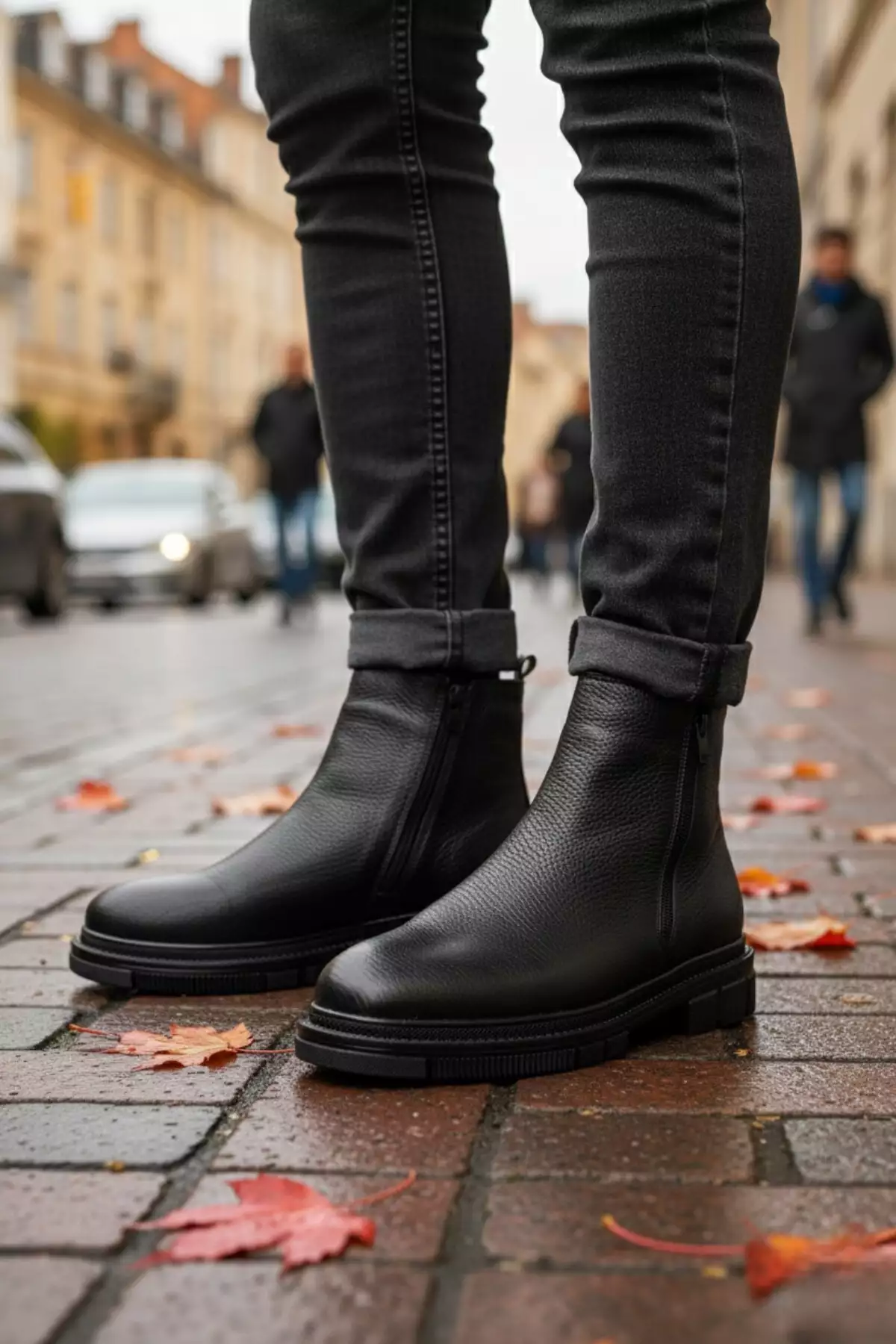 بوت پاییزی مردانه چلسی با چرم طبیعی و دو زیپ برند Muggo - 1000805671