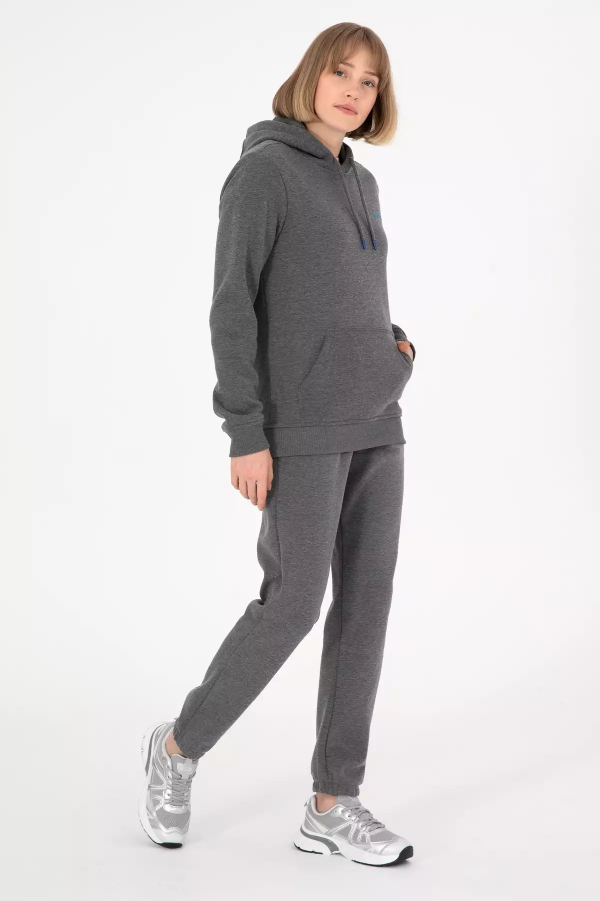 شلوار ورزشی مردانه خاکستری تیره ملانژ با فاق شلنگی 50295146-VR081 برند U.S. Polo Assn. - 862588168
