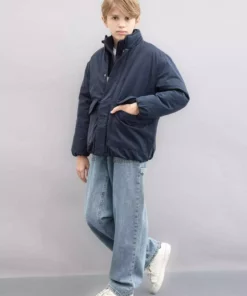 کاپشن پسرانه ضد آب با یقه ایستاده، زیپ دار، دکمه ای و دارای جیب مدل C7093A824WN برند Defacto - 871405777