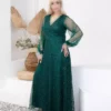 پیراهن دگاجه یقه بلند بزرگ سایز سبز برند BÜYÜK MODA BEDEN - 983122593