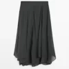 دامن بلند چیندار برند Massimo Dutti - 943630735