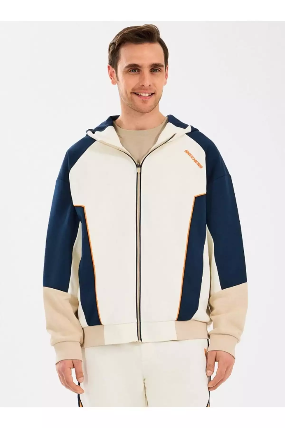 هودی زیپدار نیمهکژوال بافتدار مردانه M Diagonel Lw Fleece S2510027 رنگ بژ برند Skechers - 928895958
