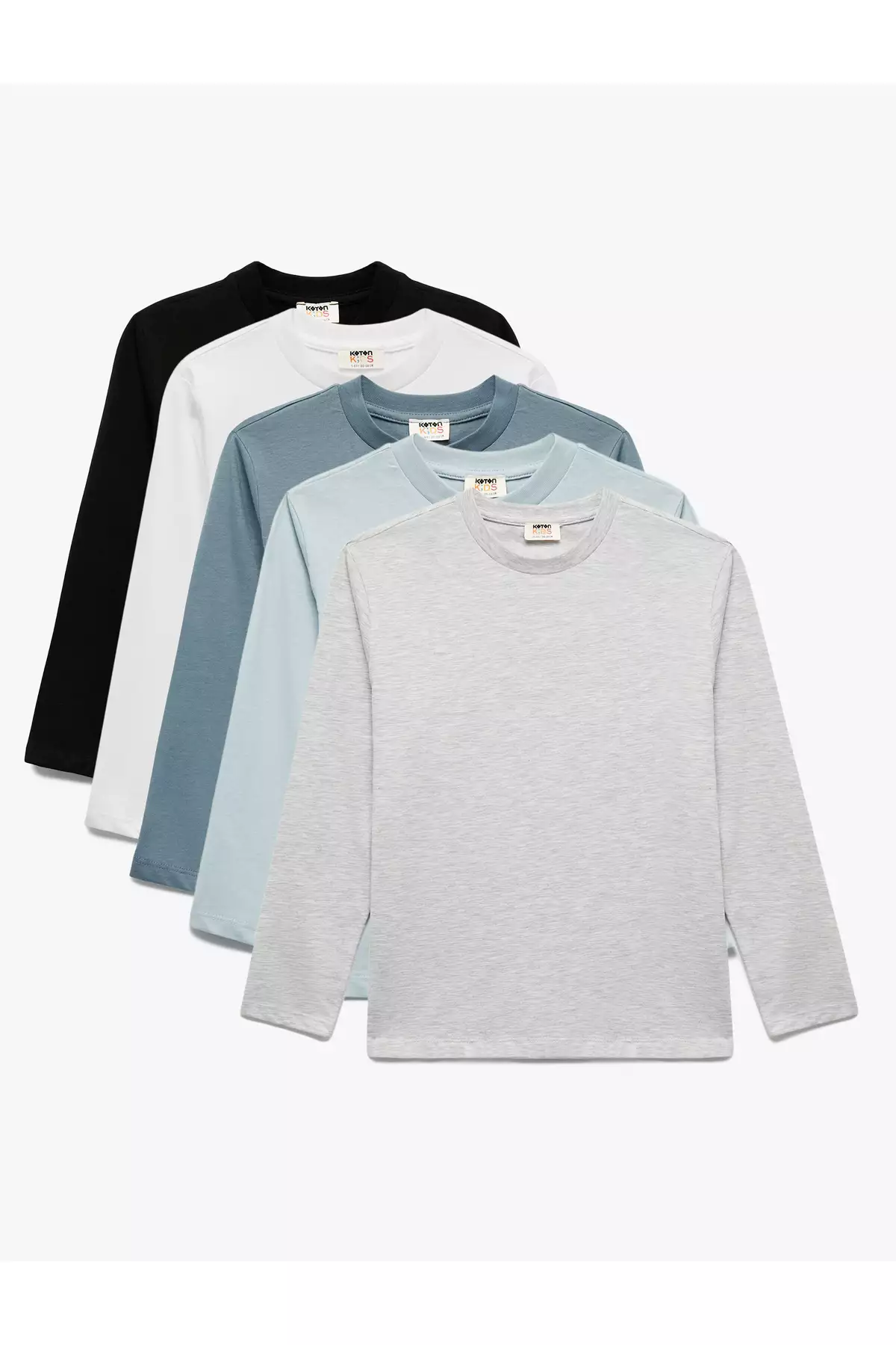 ست ۵ تایی تیشرت نخی یقه گرد با آستین بلند برند Koton - 975207093