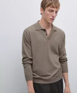 پلیور با یقه پولو از مخلوط پشم پنبه برند Massimo Dutti - 969523505