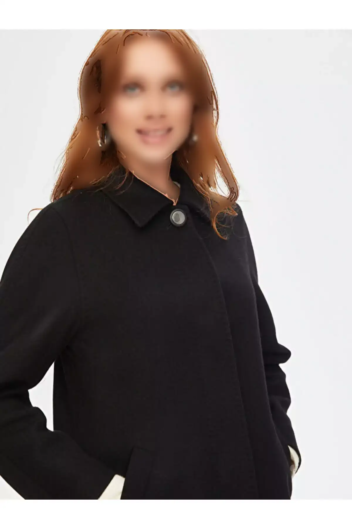 کاپشن زنانه با یقه بچهگانه از جنس کشمیر به رنگ مشکی برند Faik Sönmez - 75829951