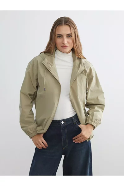 بارانی زنانه هاکی با کلاه برند LC Waikiki - 982231548