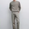 کاپشن با یقه گرد از جنس تریکو موچین برند Massimo Dutti - 963076533