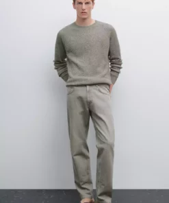 کاپشن با یقه گرد از جنس تریکو موچین برند Massimo Dutti - 963076533