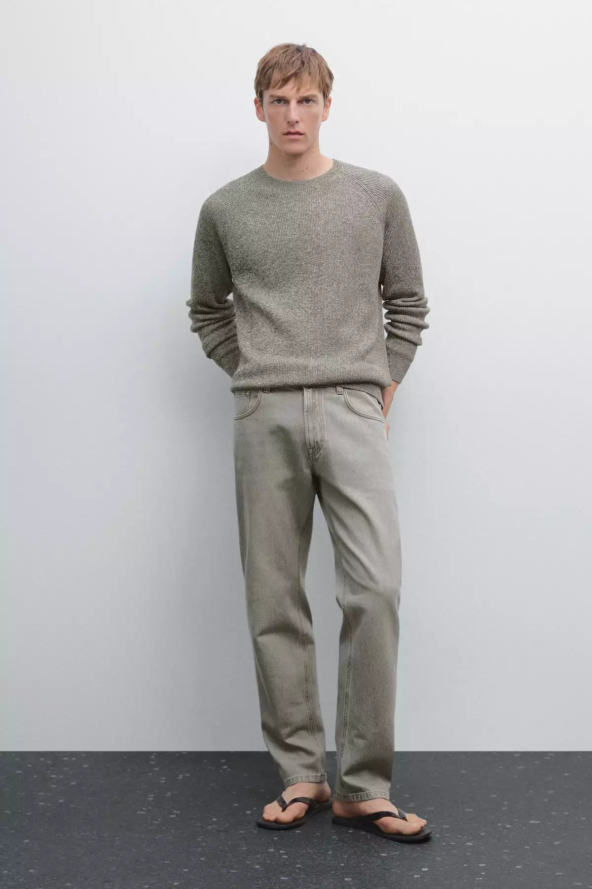 کاپشن با یقه گرد از جنس تریکو موچین برند Massimo Dutti - 963076533