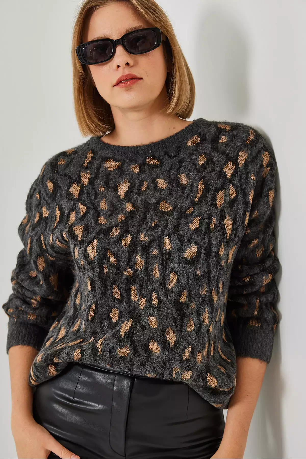 کاپشن بافتنی طرح دار یقه گرد زنانه برند Bianco Lucci - 874390996