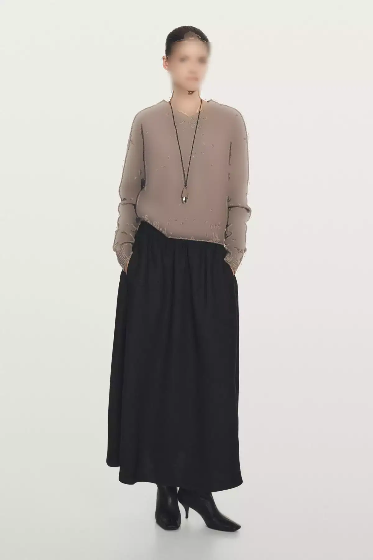 دامن میدی A شکل با کمر الاستیک برند Massimo Dutti - 1016780726