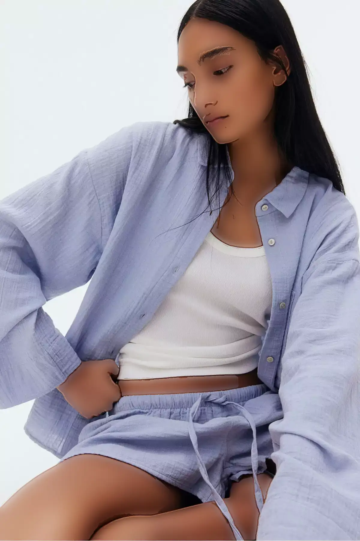 ست پیژامه با پیراهن و شلوارک برند H&M - 955165482