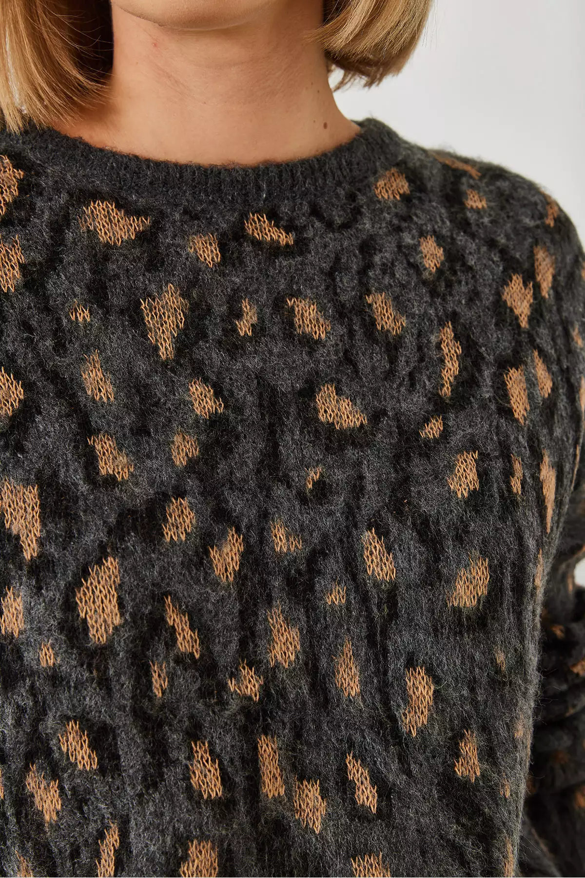 کاپشن بافتنی طرح دار یقه گرد زنانه برند Bianco Lucci - 874390996