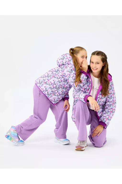 کاپشن پافر دو طرفه دخترانه بزرگ رنگ بنفش مدل SK2520079-4069 برند Skechers - 981631666