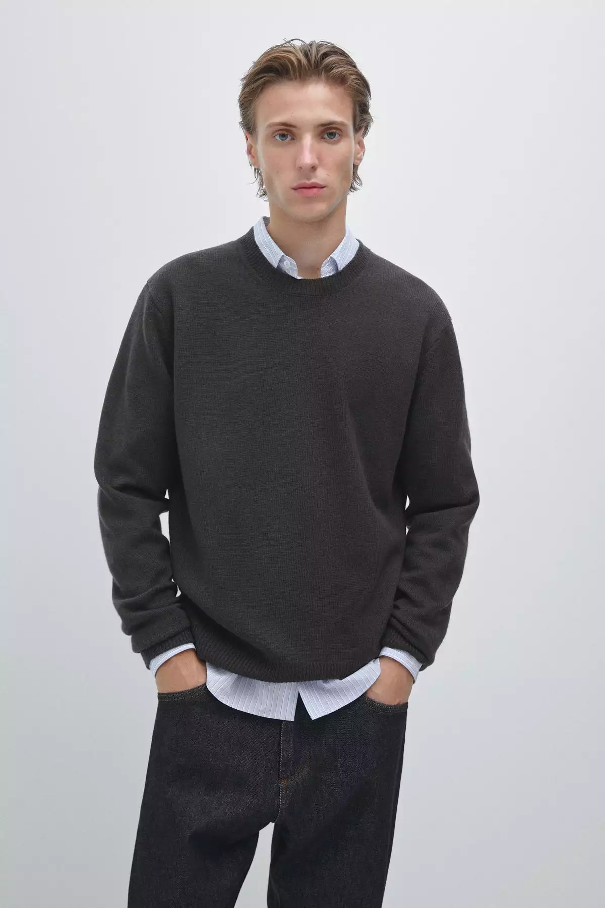 ژاکت بافتنی یقه دوچرخهای با ترکیب پشم یونی برند Massimo Dutti - 991305354