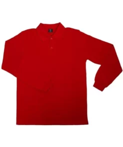 تیشرت آستینبلند یقهپولو پنبهای یکنواخت قرمز (برای کودکان و بزرگسالان) برند ümitteks iş ve okul kıyafetleri - 148550516