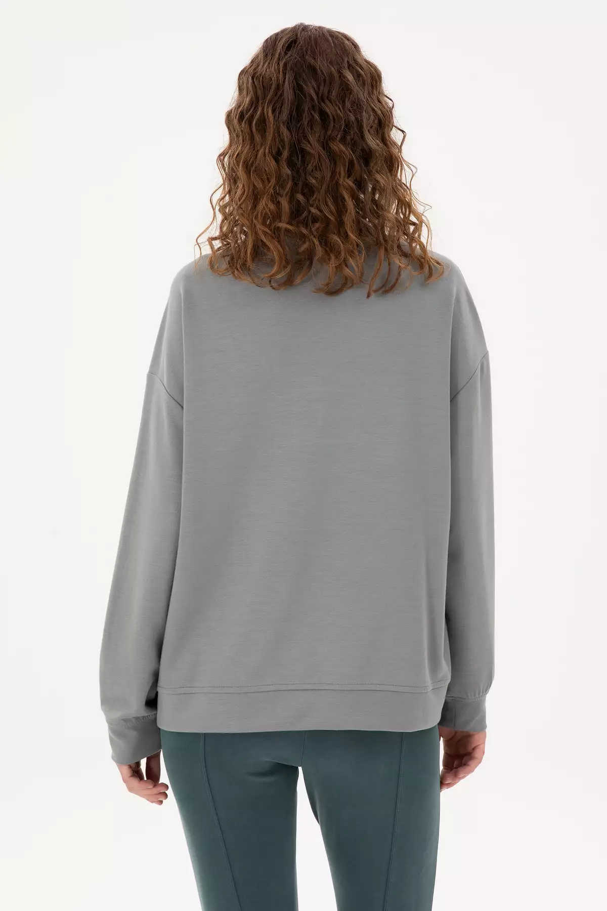 سویشرت زنانه خاکستری با ترکیب مدال و یقه ایستاده زیپ دار 50298988-VR086 برند U.S. Polo Assn. - 884862995