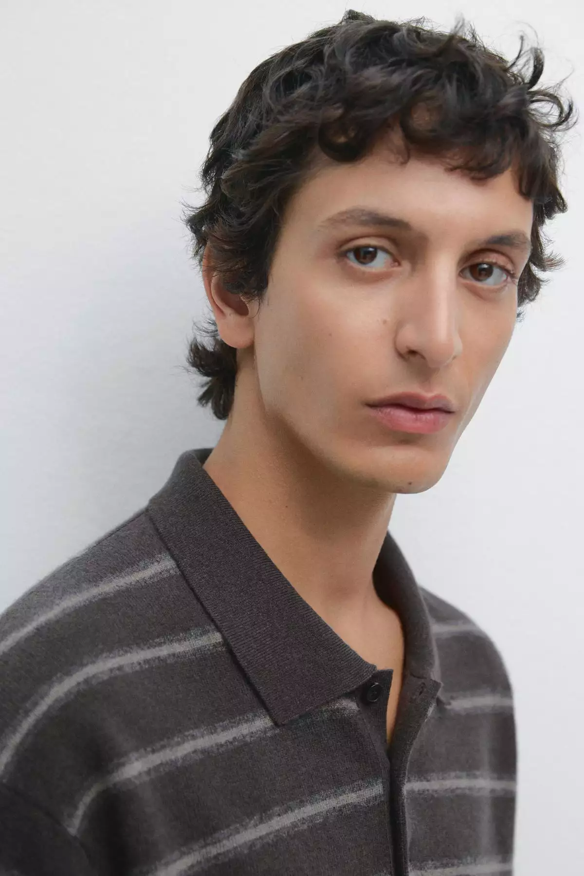 پلیور یقهدار پشمی راهراه برند Massimo Dutti - 984771840