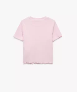 تیشرت کراپ ساده با یقه گرد و جزئیات قلبی از پارچه پنبهای کوتاهقد برند Koton - 941301985