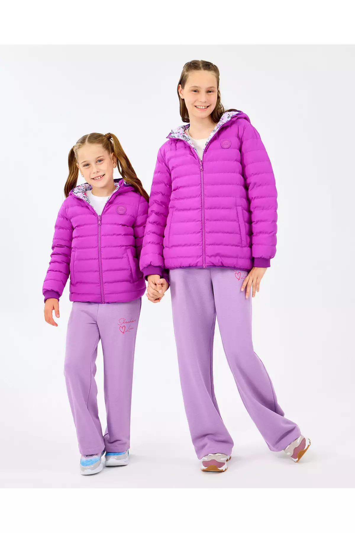 کاپشن پافر دو طرفه دخترانه بزرگ رنگ بنفش مدل SK2520079-4069 برند Skechers - 981631666