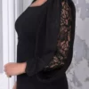پیراهن مجلسی زنانه مشکی با سایز بزرگ، که دارای جزئیات دانتل در آستین و پایین است. برند Şirin Butik - 876879710