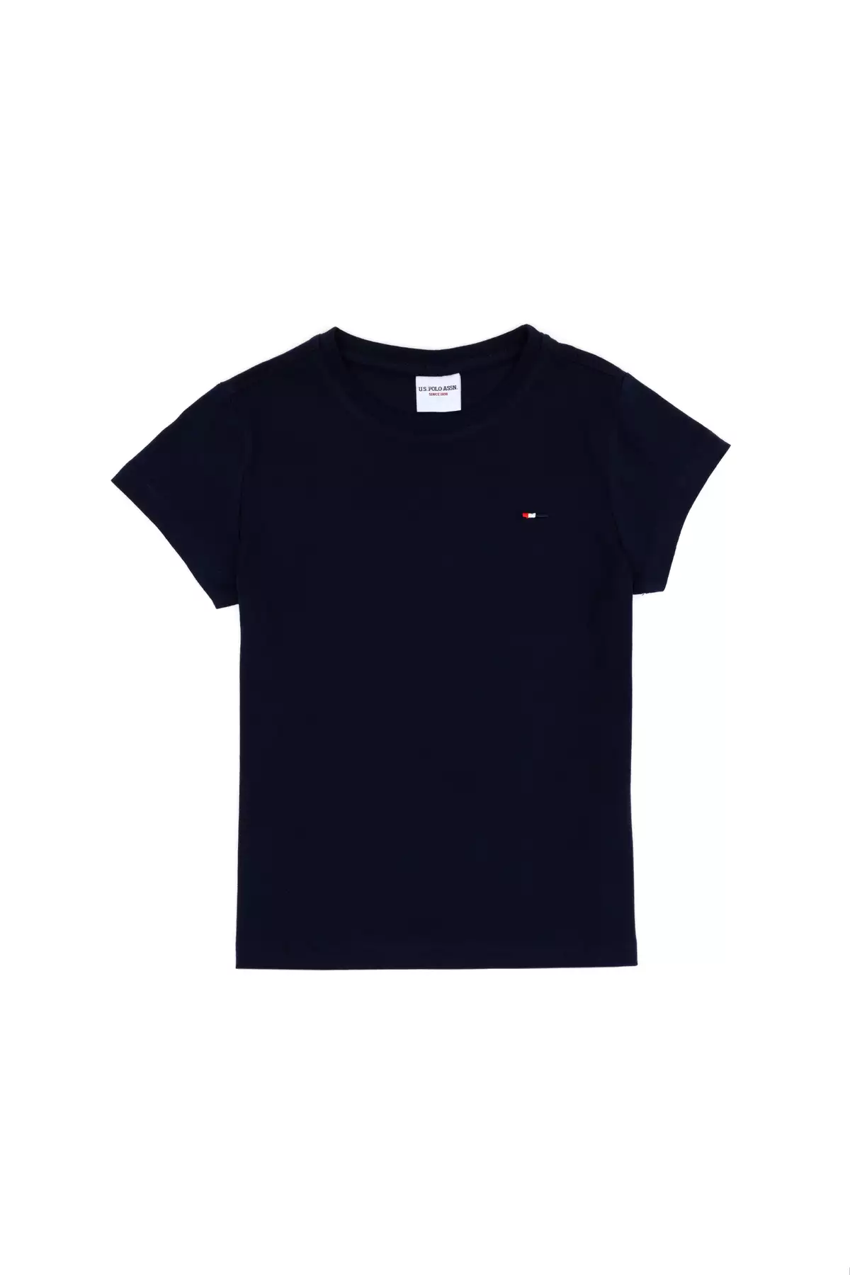 تیشرت آبی تیره ساده با یقه گرد برای پسران برند U.S. Polo Assn. - 927784075