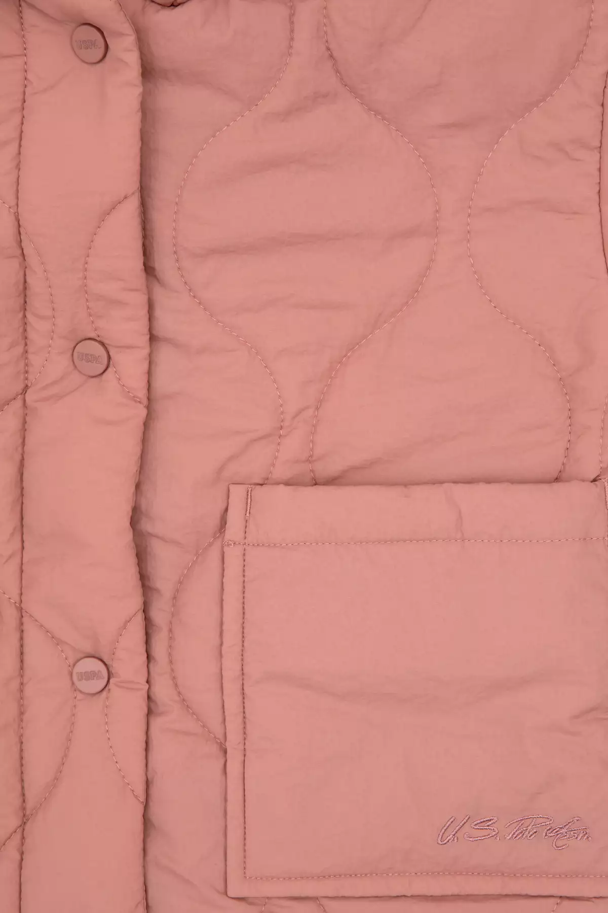 کاپشن دخترانه طرح ارکیده با پشم داخلی و کلاه، کد 50313055-VR221 برند U.S. Polo Assn. - 991247893