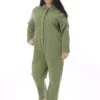 سرهمی زنانه سایز بزرگ رنگ خاکی با جزئیات دکمه و جیب مخفی 65N38726 برند Şans - 897222621