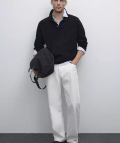 تیشرت پولو یقه دار بافت کیشمی ۱۰۰% برند Massimo Dutti - 951321550