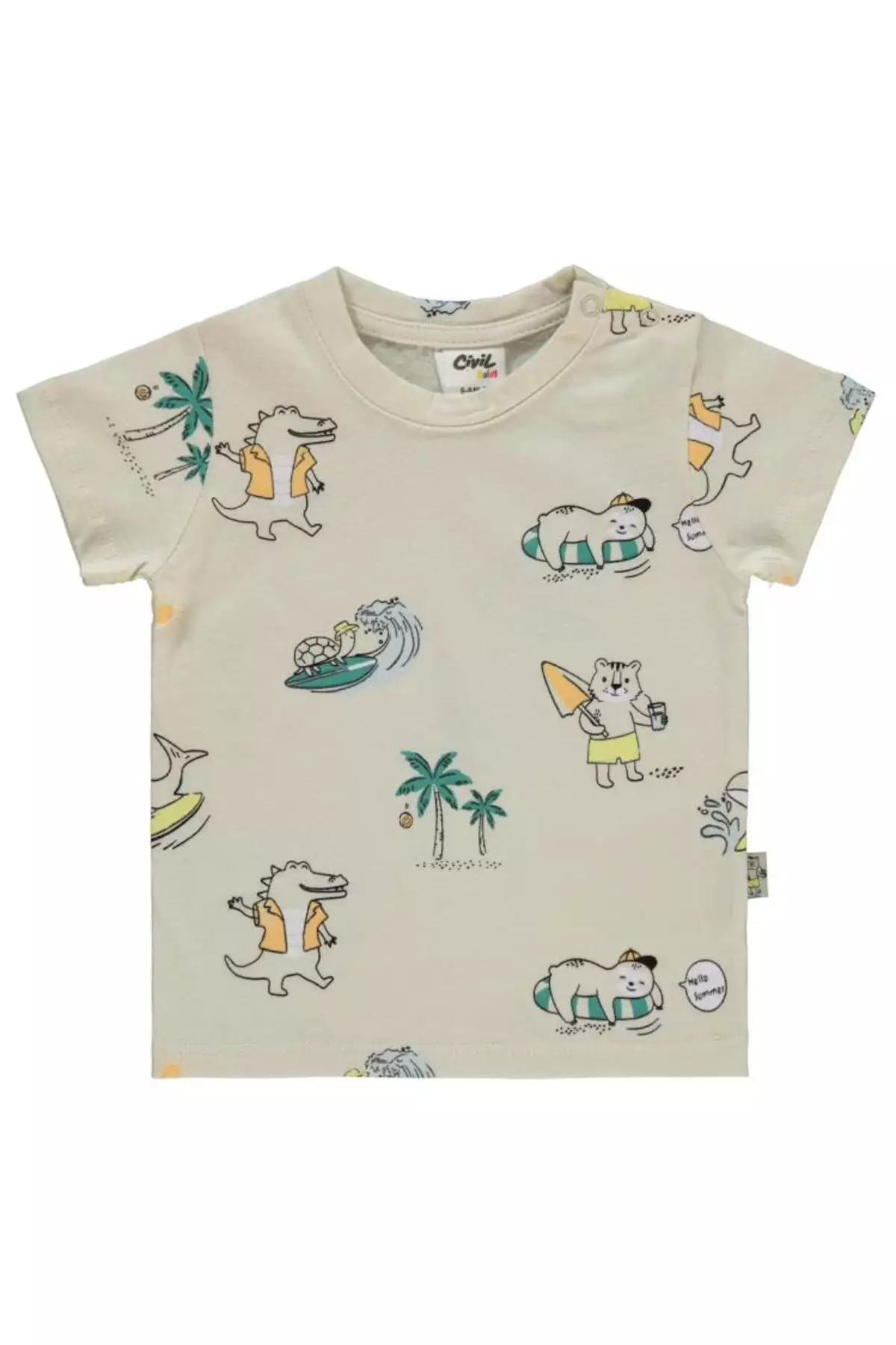 تیشرت نوزاد پسر 6-18 ماه رنگ کرم برند Civil Baby - 942234384