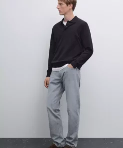 پلیور یقه دار با ترکیب پنبه برند Massimo Dutti - 969523322