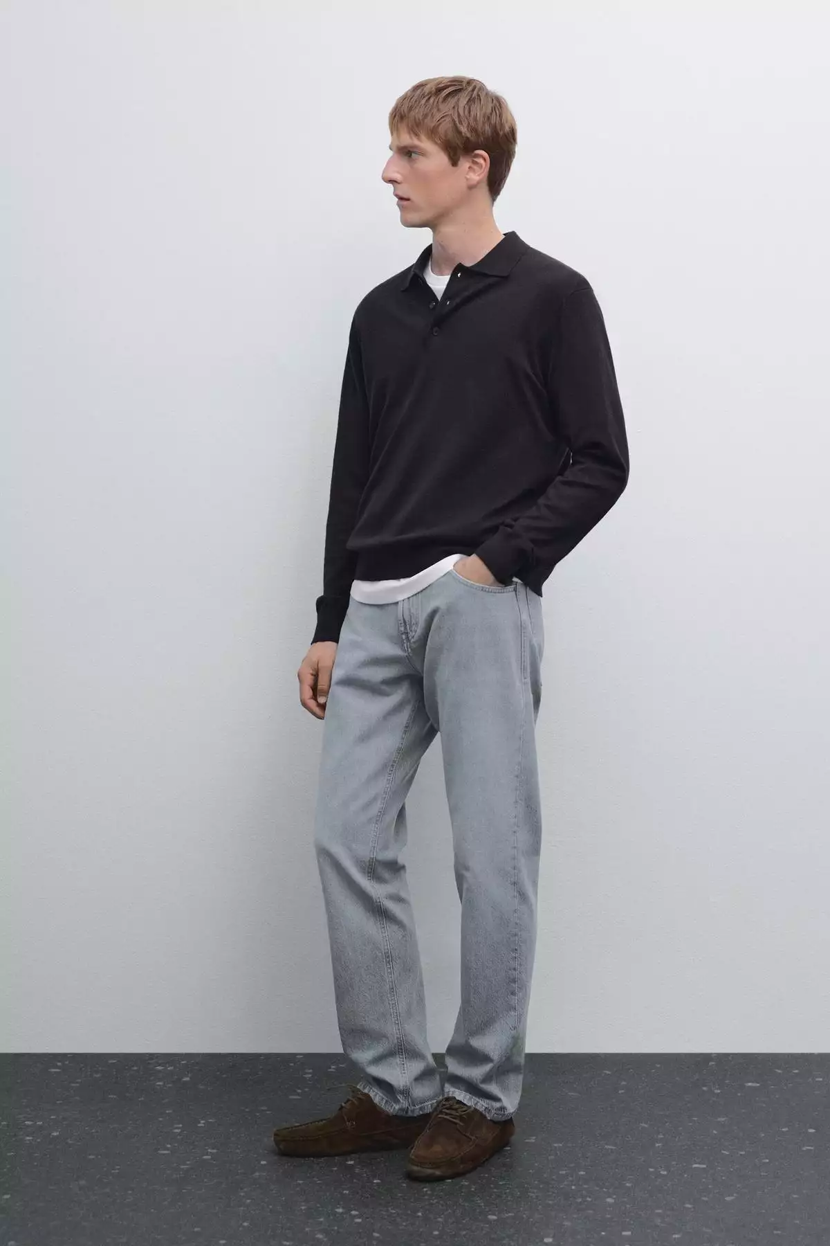 پلیور یقه دار با ترکیب پنبه برند Massimo Dutti - 969523322