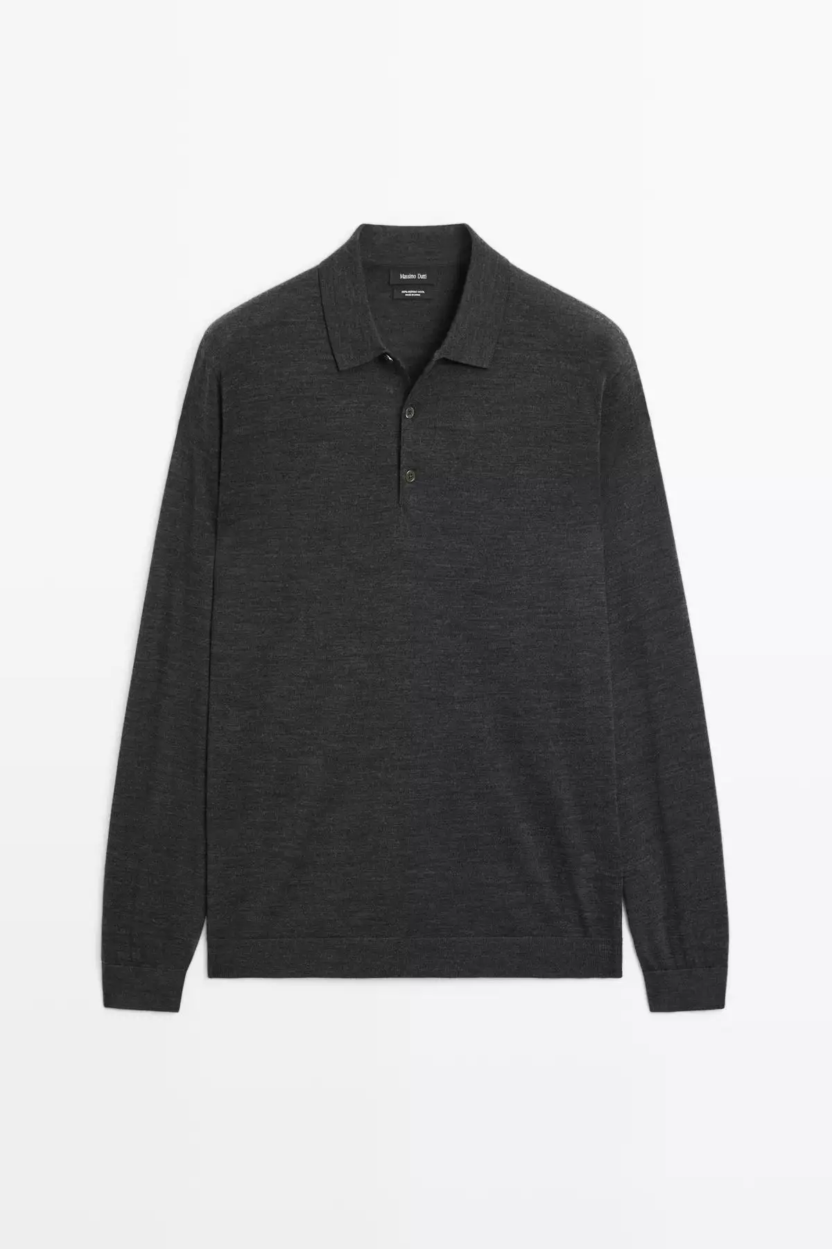 پولوشرت پشمی 100% مروین با یقه گرد برند Massimo Dutti - 975159407