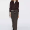 پلیور یقهدار بافتنی ۱۰۰% پشم برند Massimo Dutti - 984280804
