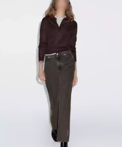پلیور یقهدار بافتنی ۱۰۰% پشم برند Massimo Dutti - 984280804