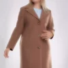3857 سایز بزرگ کت پشم ریز دکمهدار یقه مردانه قد میانه زنانه برند Olcay - 376008191