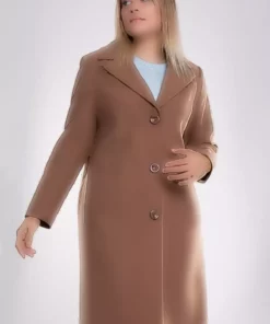 3857 سایز بزرگ کت پشم ریز دکمهدار یقه مردانه قد میانه زنانه برند Olcay - 376008191