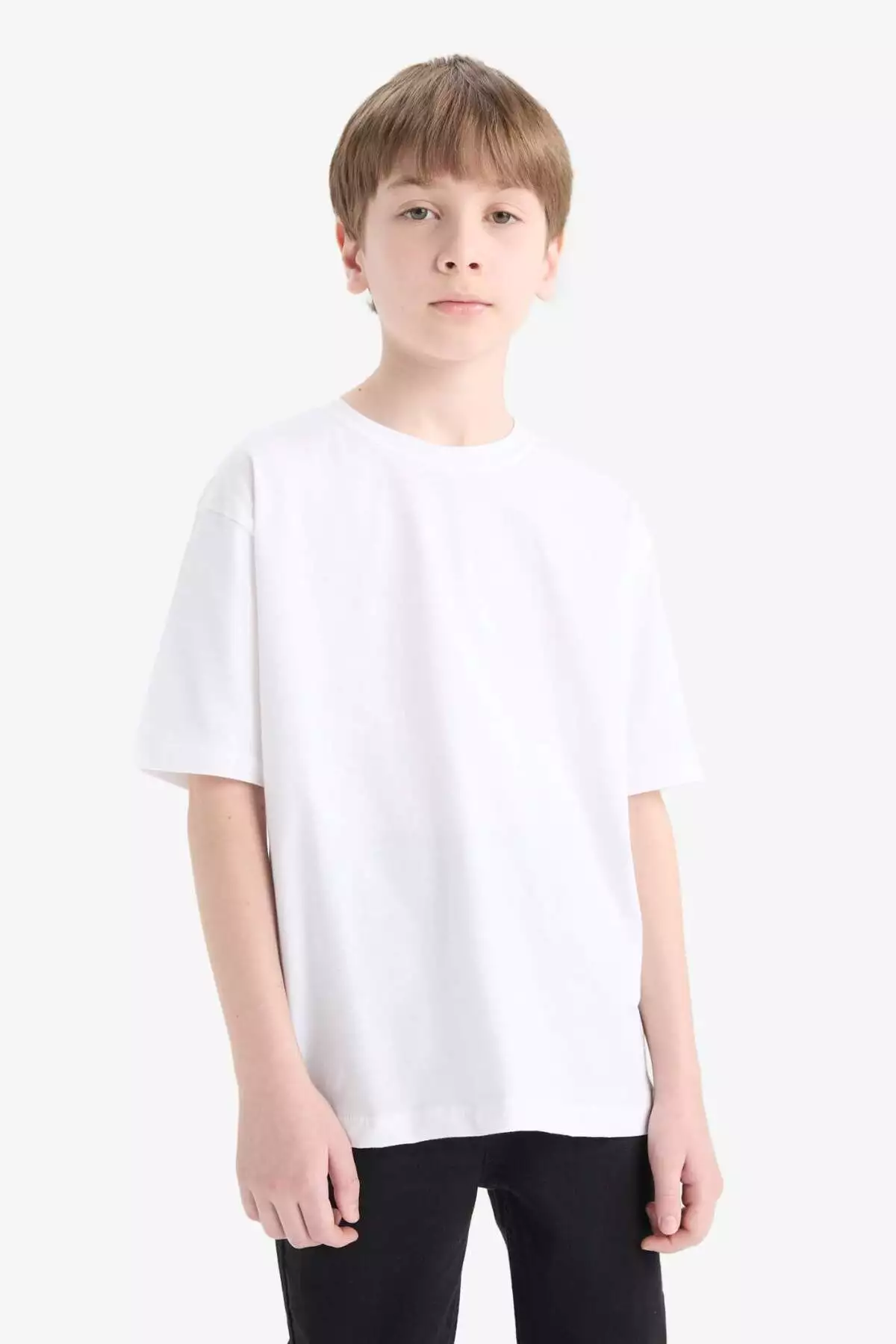 تیشرت ساده یقه دوچرخهای کوتاهمتر برای پسران K1687A625AU برند Defacto - 954942841