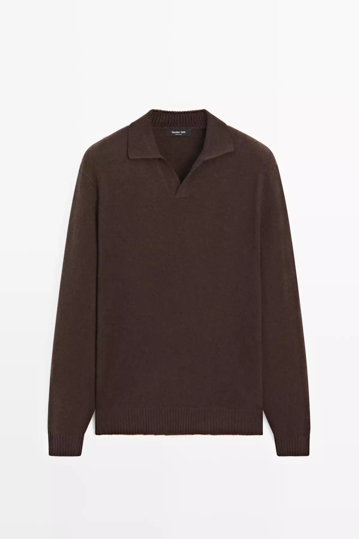 ژاکت یقه polo با ترکیب پشم و یقه V برند Massimo Dutti - 991305219