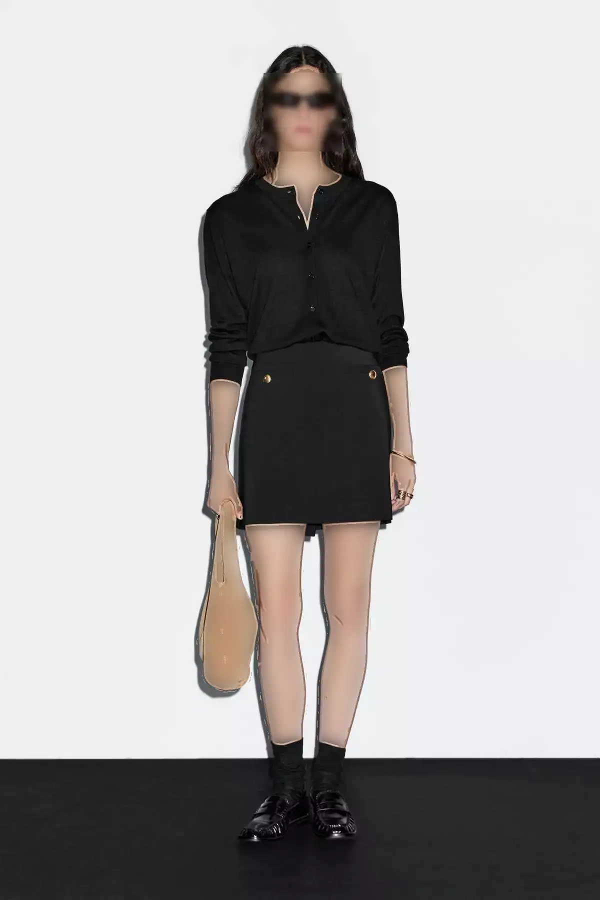 دامن مینی دکمهدار برند Massimo Dutti - 963059014