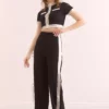 ست زنانه مشکی با نوارهای عمودی - TKM-19000371 برند Olalook - 923064987