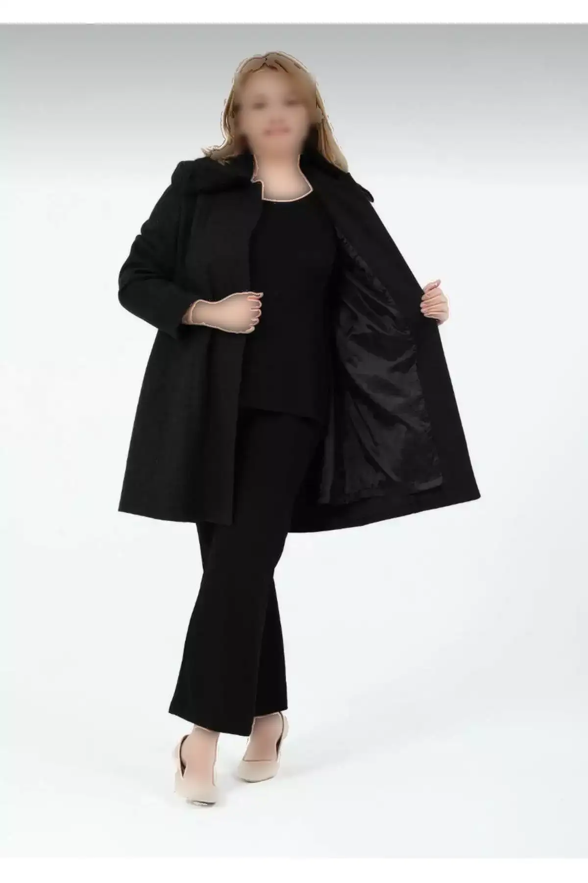 کابان مردانه پالتوی کوتاه با یقه چرمی و تزئینات پر ندار پامیلا برند GLR&GYM - 871353939