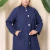 کاپشن پشمی بدون آستر زنانه سایز بزرگ آبی تیره با جیب 65N38346 برند Şans - 862343690