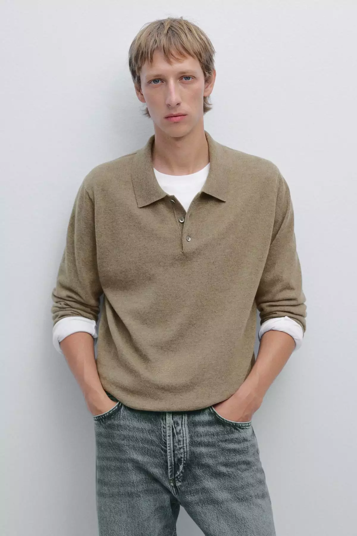 پولوشرت با یقه ایستاده و ترکیب پشم یاتون برند Massimo Dutti - 984774169