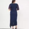 لDress شب مجلسی بزرگ سایز زنانه با جزئیات مرواریدی و پارچه شيفون رنگ سرمهای برند Şirin Butik - 947168626