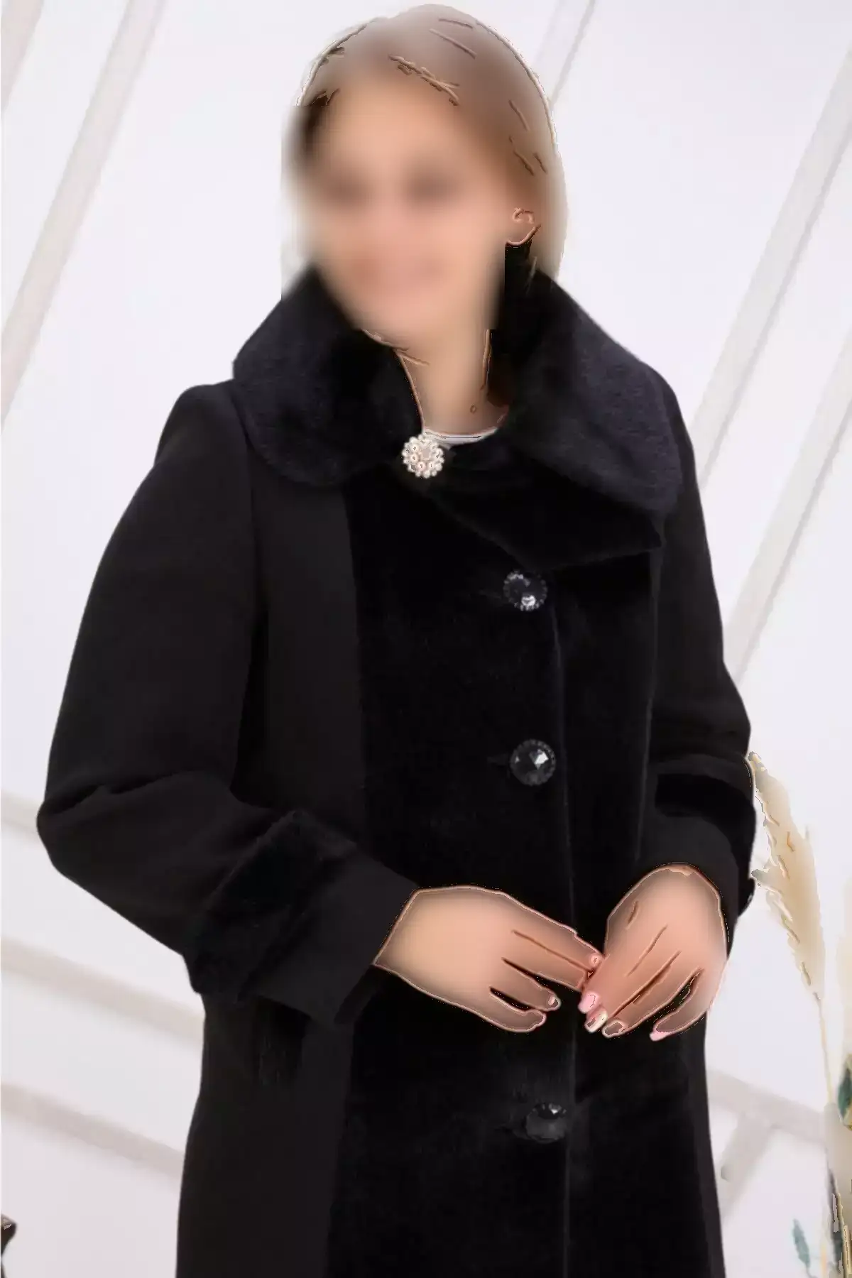 کاپشن زنانه مشکی سایز بزرگ ۱۰۸۱ برند KARAMEŞE - 220218434